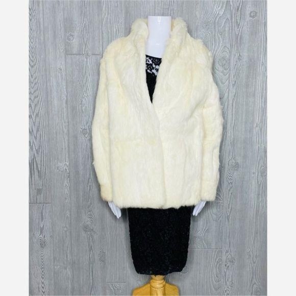 Vintage Bryant park french white rabbit fur coat / jacket small